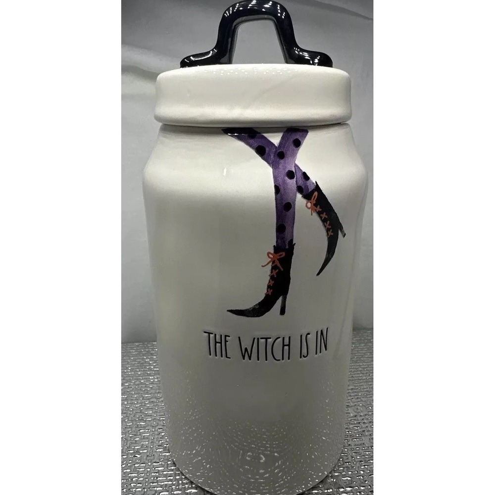 RAE DUNN✨Halloween✨THE WITCH IS IN✨Cookie Jar Canister✨Purple Black 10"